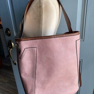 Pink Leather Tote Bag